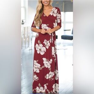 Burgundy Floral Maxi Dress